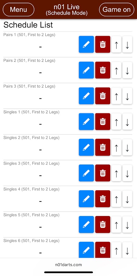 List of Scheduled Games